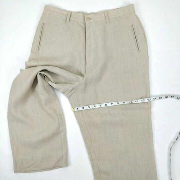 Relativity Size 14 100% Linen Beige Wide Leg Pockets Lagenlook Cropped Pants - Picture 7 of 9